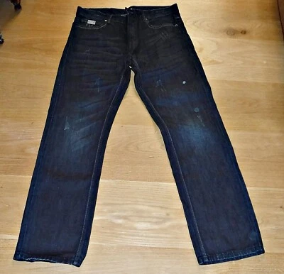 MENS 35" W 32" INSIDE LEG FIRETRAP BLACK SEAL JEAN STRAIGHT LEG DENIM BUTTON UP - Image 1 of 3