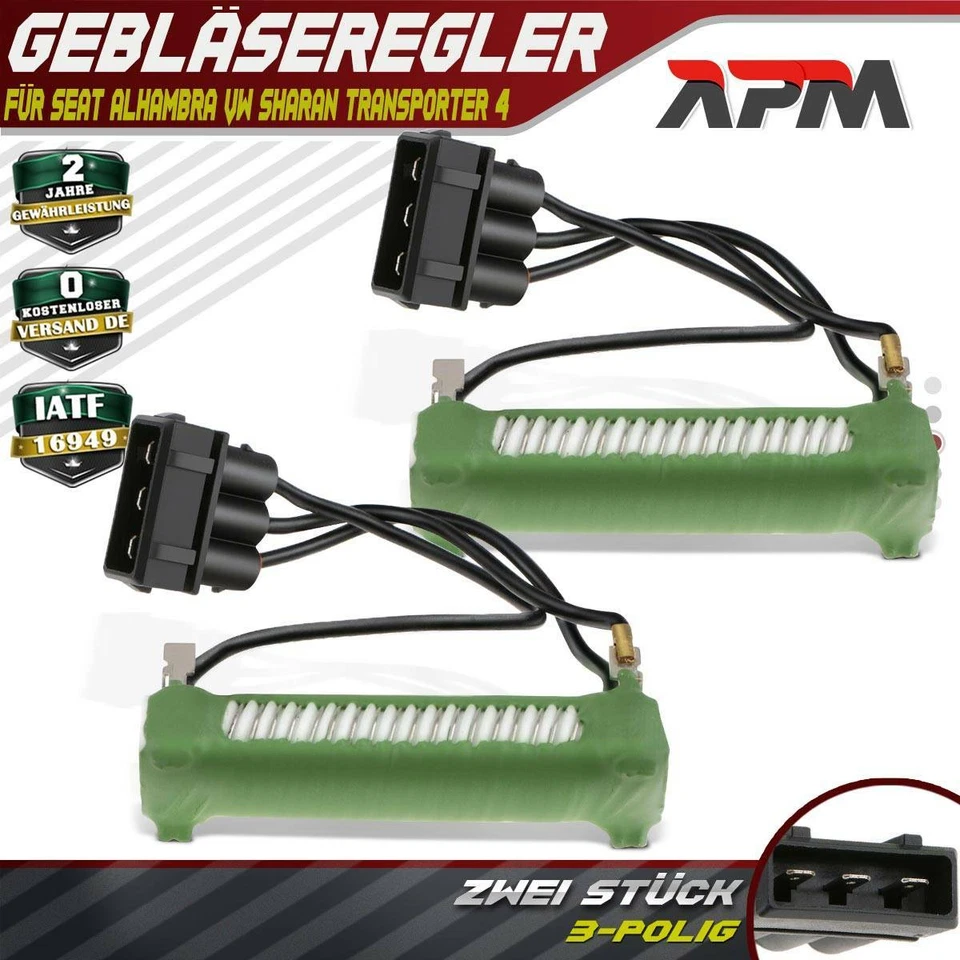 2x Regolatore Ventilatore Pre-Resistenza per VW T4 Transporter IV Sharan 7M Seat Alhambra - Immagine 1 di 4