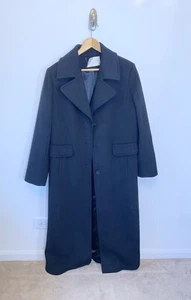 Fleurette Loro Piana Camelhair Long Overcoat Wool Dress Maxi Coat Black 14 - Picture 1 of 7