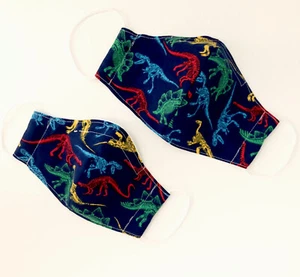 Dinosaur 2pc  Daddy & Me A Set Handmade Face Masks-Nose Wire/Filter Pocket - Picture 1 of 2