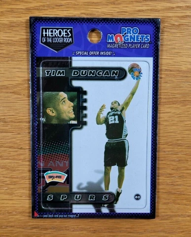 TIM DUNCAN San Antonio Spurs Vintage 1998 NBA Basketball Heroes Fridge Magnet Cover