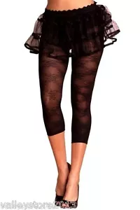 1129 Sexy Floral Negro Transparente Entrenamiento Exótico Leggings Nylon Pantalones Rave Talla Única - Imagen 1 de 1