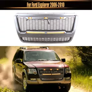 With LED Lights Front Bumper Air Grille Gray Fit For Ford Explorer 2006-2010 - Picture 1 of 5