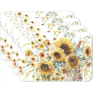 CounterArt Reversible Plastic Placemats, Sunflowers Forever, Set of 4 - Picture 1 of 4