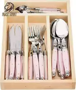 Besteckset Jean Dubost Laguiole 24-teilig Alltagsbesteckset rosa Griffe - Bild 1 von 5