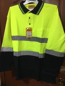 2 x Bisley Work Shirt Hi Vis Polo L/Sleeve Size XXL, 2 Tone Cotton Backed Tape - Picture 1 of 6