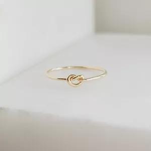 10k Solid Gold Tight Knot Ring, Solid Gold Minimalist Love Knot Rings - Picture 1 of 9