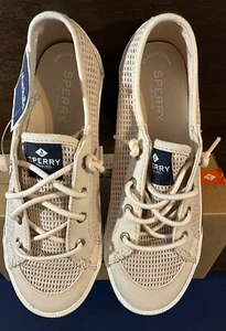 Sperry Lounge LTT Mesh/Eggnog Sneakers Womens 6.5 Beige Memory Foam NIB - Picture 1 of 6