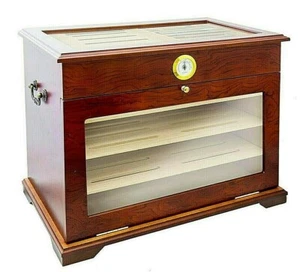 NEW Large Bar, Countertop Display Humidor Storage Box Cherry Wood for Cigars - Bild 1 von 6