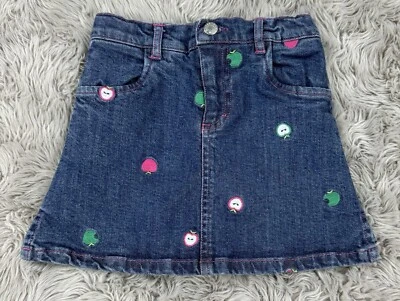 Heartstrings Toddler Girls sz 4 Denim Apple Applique Mini Skirt w/Built In Short - Image 1 of 3