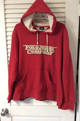 Vintage  Mens Polo Jeans Company Red Hoodie  XL Grunge - Image 1 of 4