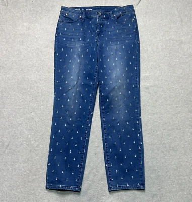 Talbots Jeans Womens Size 10 Flawless Slim Ankle Anchor Nautical Print Stretch - Image 1 of 4