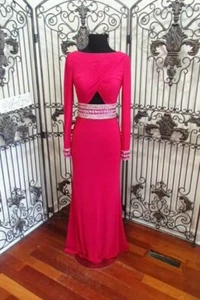 A486 ALYCE 35690 SZ 4 RASPBERRY $429 KEYHOLE BACK FORMAL WEDDING DRESS GOWN - Picture 1 of 11
