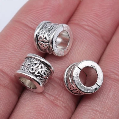20pcs Antique Silver Tibetan Alloy Metal European Beads Column Large Hole 11x8mm - Image 1 of 4