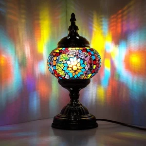 Turkish Mosaic Glass Decorative Table Lamp Moroccan Lantern Home Decor Night ... - Bild 1 von 6