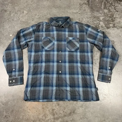 Kuhl Flannel Shirt Mens Large Blue Button Up Long Sleebe Outdoors Flaws Preowned - Image 1 of 4