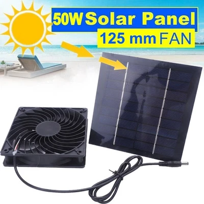 50W Solar Panel Ventilator Solar Abluftventilator für Hühnerstall & Gewächshaus - Bild 1 von 4