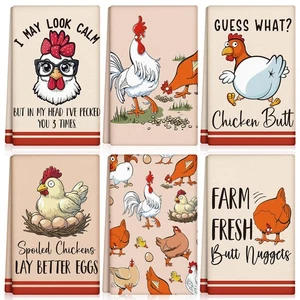 6 Pcs Kitchen Dish Towels Gifts for Women Farm Animal Dishcloth 16 x 24 Inche... - Bild 1 von 6