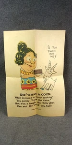 1930s? Vinegar Valentines Art Print Bad Cook Goat Won't Eat 6"x9" Antique D59 - Picture 1 of 7