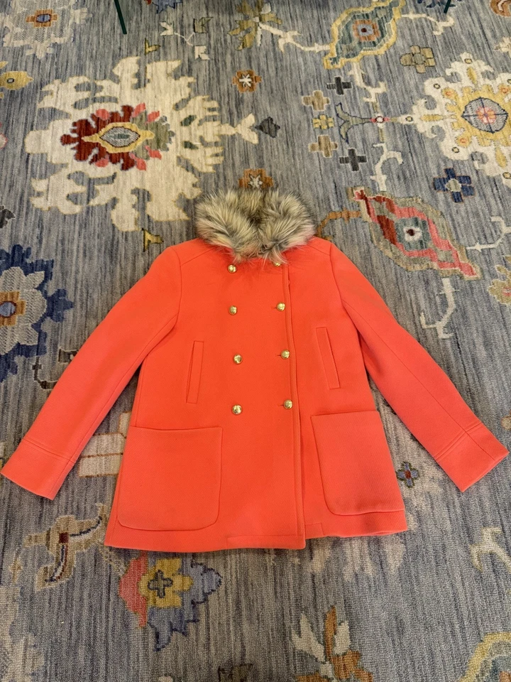 J экипажа Crewcuts девочек замок искусственного меха воротник пальто оранжевый размер 16 - Изображение 1 из 4