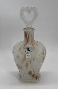 Maestri Vetrai Blown Art Glass Decanter Perfume Bottle Heart Stopper 9" Italy - Picture 1 of 13