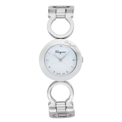 Reloj de cuarzo Salvatore Ferragamo Gancino 28 mm acero esfera blanca para dama SFYA00121 Foto 1 de 4