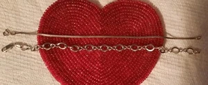 ITALIAN STERLING SILVER BRACELETS 925 Set of 2,HERRINGBONE AND LINK - Picture 1 of 6