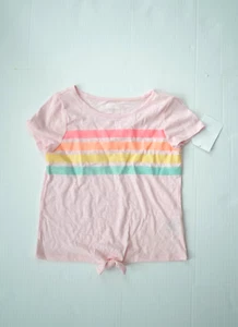 Epic Threads Girls Tie Front Glitter Orange Rainbow Cap Sleeve Tshirt Large - Picture 1 of 5