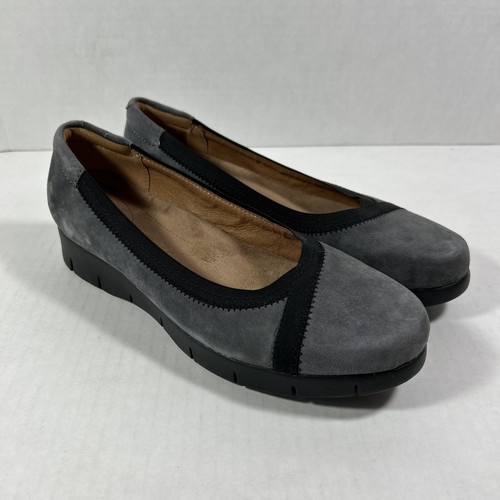 scarpe mocassini clarks artisan 8 M grigio scamosciato slip on