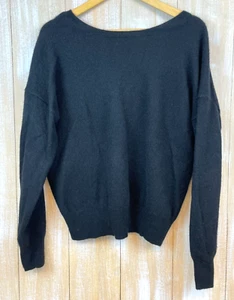 Suéter NILI LOTAN Gris Carbón 100% Cachemira Espalda en V Talla Mediana - Imagen 1 de 7