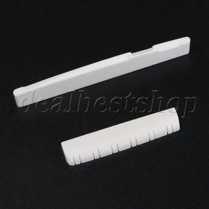 12 String Acoustic Guitar Bone Bridge Saddle and Nut Set Musical Parts White - Picture 1 of 6