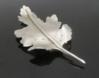 CARL ART 925 Silver - Vintage Matte Leaf Shiny Etched Detail Brooch Pin - BP5696