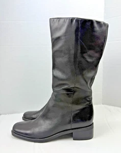 Naturalizer 8.5 M Solid Black Leather Square Toe Block Heel Mid Calf Boots - Picture 1 of 12