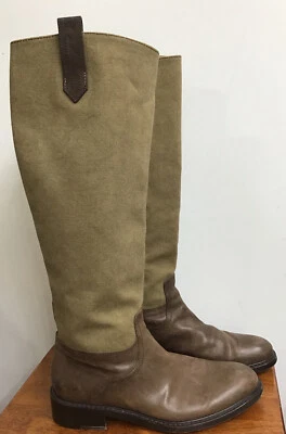 Dries van noten холст езды ботинки желтовато-коричневый и коричневый кожаный колена 37,5 - Изображение 1 из 4