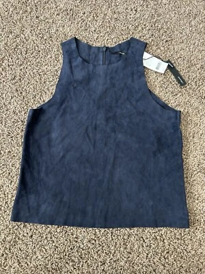 NWT J Brand Trevia Suede Leather Tank Top in Iris Black Navy Blue Size M - Image 1 of 4