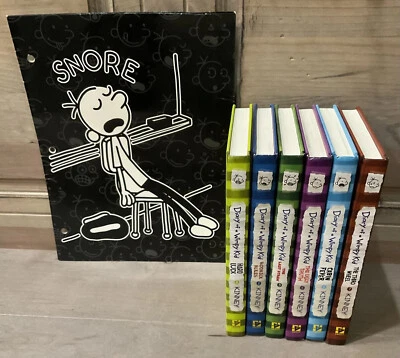 Lot of 6 Diary of a Wimpy Kid LIKE NEW Hardcover Books + Snore Folder - Image 1 of 4