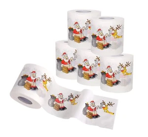 SummitLink 6 Rolls of Merry Christmas Santa Claus Toilet Paper Tissue Napkin ... - Picture 1 of 3