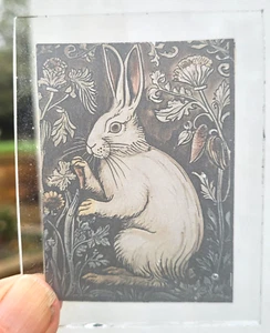 Stained glass Hare permanently kiln fired piece 8.5 cm x 6.5 cm on clear glass - Picture 1 of 8