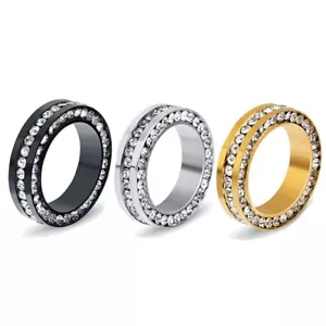 Anillos de boda para mujer plateados/dorados/negros de acero inoxidable blancos con banda circular talla 6-10 - Imagen 1 de 9