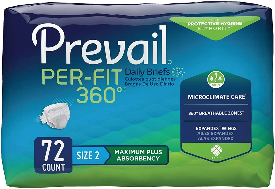 Prevail Per-Fit 360 Adult Brief Large 45''-62'' Heavy Absorbency -72/Case - Image 1 of 1