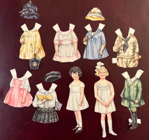 Antique Paper Dolls Play Set 1920s 2 Dolls 7 Outfits 3 Hats 💗 - Picture 1 of 4