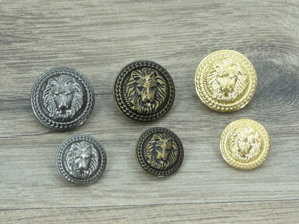Metall-Knöpfe Löwenkopf für Uniform Jacke Mantel 18mm 23mm Knopf Löwe mit Öse - Bild 1 von 1