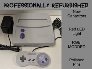 Consola Super Nintendo SNES JR reacondicionada. RGB MOD, recapitulado, luz de alimentación LED! - Imagen 1 de 10