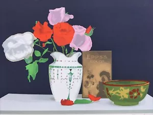 VINTAGE FLORAL STILL LIFE SCREEN PRINT BY ARTIST GRAHAM BANNISTER SIGNED 52/100 - Picture 1 of 12