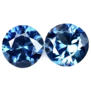 Certified 2.5mm Natural Unheated Blue Sapphire VVS Brilliant Round Matching Pair - Picture 1 of 2