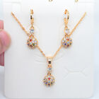 18K Yellow Gold Filled Fashion Multicolour Topaz Round Jewelry Set for Women