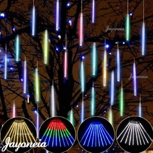 LED Meteor Shower Rain Christmas Lights Falling Icicle Outdoor Fairy Light Decor - Picture 1 of 20