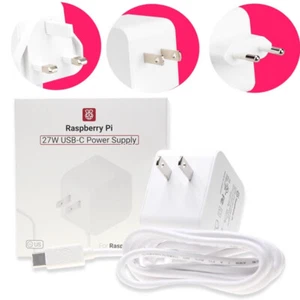 27W 5.1V 5A USB-C Raspberry Pi 5 Official Power Supply Adapter US UK EU Plug - Picture 1 of 11