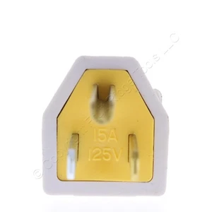 Eaton SA399W White 15A Straight Blade Plug Cord End 125V NEMA 5-15 5-15P Bulk - Picture 1 of 5