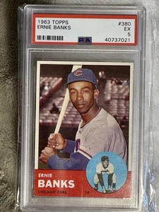1963 Topps #380 Ernie Banks Chicago Cubs HOF PSA 5 - EX - Foto 1 di 2